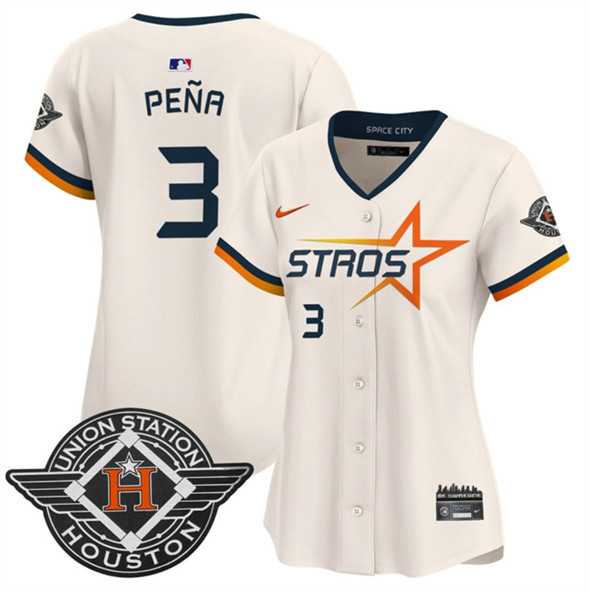Women%27s Houston Astros #3 Jeremy Pena Cream 2025 City Connect Limited Stitched Jersey Dzhi